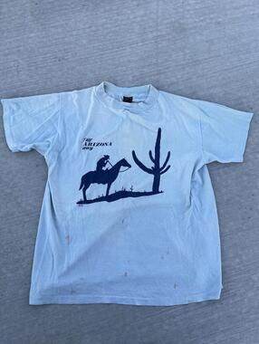 Vintage 70s Cowboy Arizona Wildlife Graphic T shirt Single Stitch Anvil XL 1978